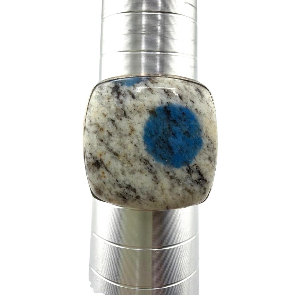 K2 Jasper Ring Sterling Silver White Granite Blue Azurite Artisan 11